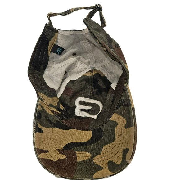 CycleBar Distressed Camo Adjustable Baseball Cap Hat Unisex Cotton Green/Brown - Picture 5 of 5